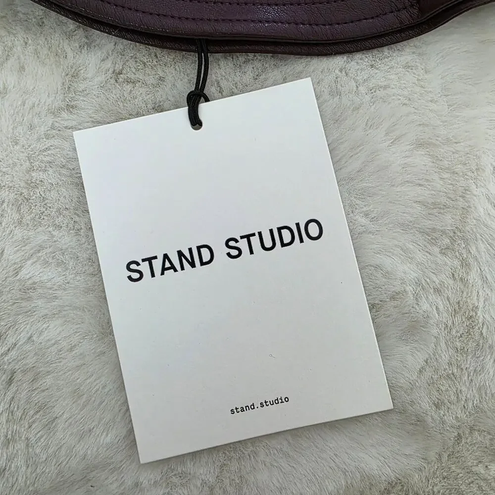 Stand Studio NWT Vida Faux Leather Grained Bucket Hat Burgundy Small